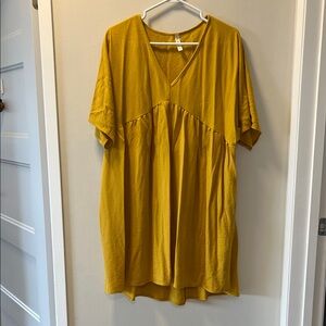 Mustard V-Neck Women’s Tunic dress